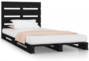 fekete tömör fenyőfa ágykeret 75x190 cm (Small Single)