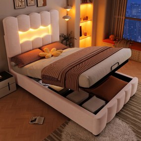 Led kárpitozott ágy 90x200cm Egyszemélyes gyerekágy Hidraulikus