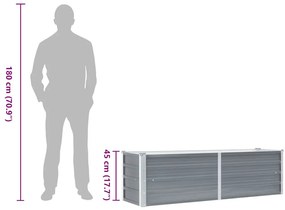 szürke horganyzott acél kerti magaságyás 160 x 40 x 45 cm