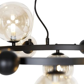 Art Deco lógólámpa fekete borostyánüveggel 12-lámpás - David