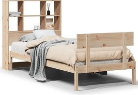vidaXL tömör fenyőfa könyvespolcos ágy matrac nélkül 90 x 200 cm