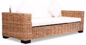 2 részes természetes rattan kanapészett párnákkal