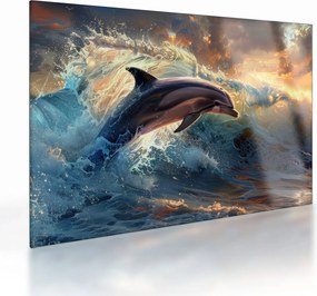 Üveg kép - Delfin, illusztrációk (70x50 cm)