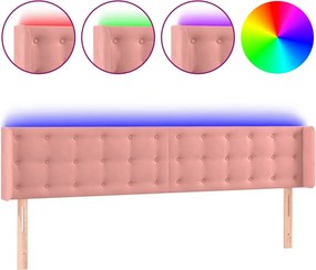 vidaXL rózsaszín bársony LED-es fejtámla 183x16x78/88 cm