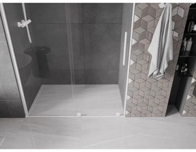 Mexen Velar, nyitható tolóajtó 150x200 cm, 8mm átlátszó üveg, fehér profil, 871-150-000-01-20
