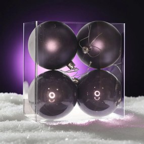 Lila műanyag karácsonyi gömb szett 4x10cm