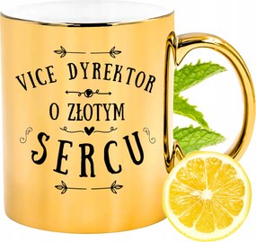 Arany csillogó bögre az igazgatóhelyettesnek ajándék fényképes nyomtatással