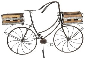 Nagy Fém Bicikli virágtartó két fa kosárral