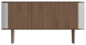 Szürke-barna alacsony komód tölgyfa dekorral 150x75 cm Treasures – UMAGE