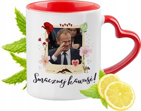 Donald Tusk Piros Bögre Szív Alakú Füllel Ajándék