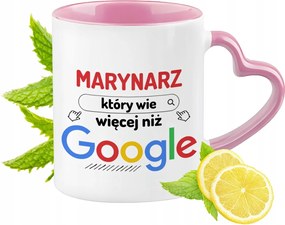 Tengerész bögre Rózsaszín, szív alakú füllel Kávé ajándék