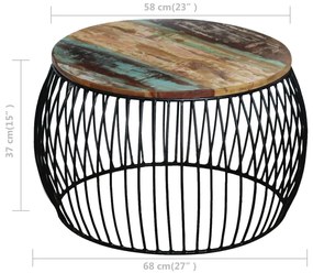 Kerek tömör újrahasznosított fa dohányzóasztal 68 x 37 cm