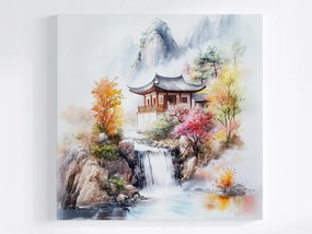 Vászonkép Canvas Japán Ázsia Hegyek Vízesés Színes Fák 40x40