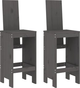 vidaXL 2 db szürke tömör fenyőfa bárszék 40x42x120 cm