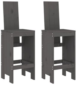 vidaXL 2 db szürke tömör fenyőfa bárszék 40x42x120 cm