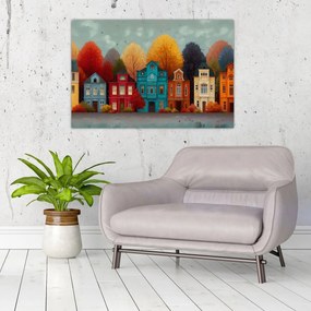 Kép - Festett őszi város (90x60 cm)