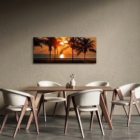 Pálmafa a naplementében képe (120x50 cm)
