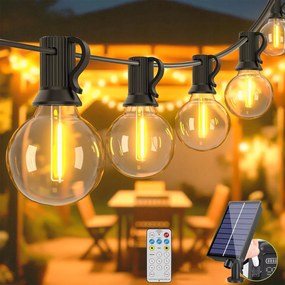 Kerti Fényfüzér Fénydekoráció 10M Izzó 12 Led Kültéri Lámpa