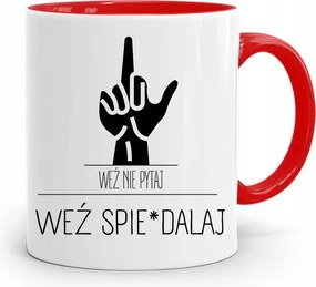 Bögre Piros Vicces Ne Kérdezz nyomott mintával