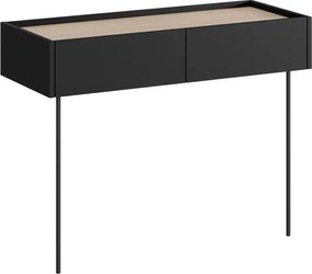 Desin fésülködőasztal 100 cm fiókokkal és fém lábakkal - matt fekete / nagano tölgy