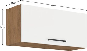 Felső szekrény, lancelot tölgy/ fehér extra magas fényű HG , VEGA 80 GU-36 1F