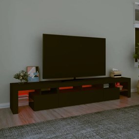 fekete TV-szekrény LED-világítással 230x36,5x40 cm