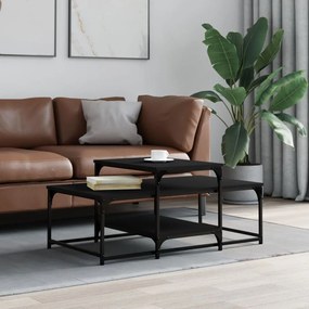 Fekete szerelt fa dohányzóasztal 102 x 60 x 45 cm
