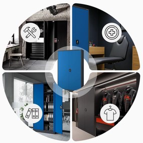 Fém iratszekrény JAN II, 1150 x 185 x 400 mm, antracit-kék