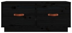 fekete tömör fenyőfa TV-szekrény 80 x 34 x 35 cm
