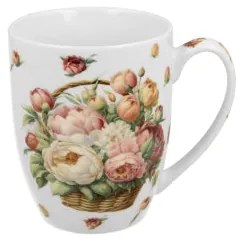 Porcelán virágos bögre rózsás dísztasakkal CROCUS