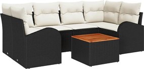 vidaXL Kerti Kanapé Szett tárolóval 7 pcs Fekete és Krém polirattan