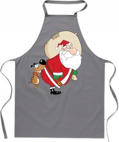 Karácsonyi Kötény Vicces Mikulás Kutyával Ajándék Neki