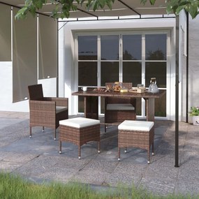 vidaXL 4 részes barna kerti polyrattan szék- és zsámolyszett