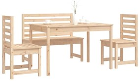 4 részes tömör fenyőfa kerti étkezőgarnitúra