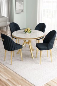 Mos étkezőgarnitúra, fehér márvány-arany, 90 cm – TR240CHR2921