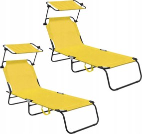 Aga 2x Kerti állítható napozóágy tetővel Sárga