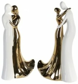 Kerámia szobor "Táncoló pár" arany és fehér