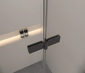 Erga Berlin Dupla, zuhanykabin dupla összecsukható ajtókkal 75 (ajtó) x 75 (ajtó) x 195 cm, 6mm átlátszó üveg, fekete profil, ERG-V02-BERLIN-D075D075…