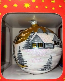 Exkluzív, kézzel készített karácsonyfadísz Téli tájkép