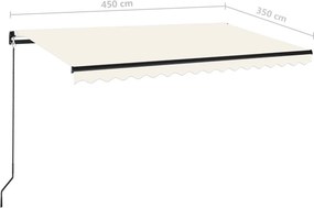 Krémszínű kézzel kihúzható napellenző 450 x 350 cm