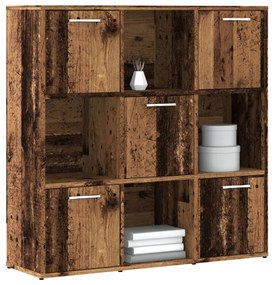 antik fa színű szerelt fa könyvespolc 90 x 28 x 90 cm