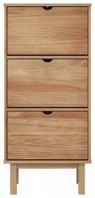 OTTA barna tömör fenyőfa cipőszekrény 3 fiókkal