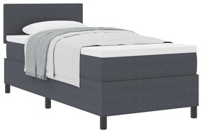 Box Spring Ágy Matrac Sötétszürke Egyszemélyes Kordbársony Textil