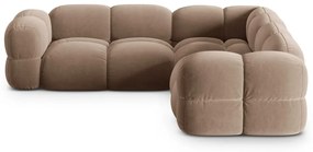 Barna bársony sarokkanapé Loretto – Cosmopolitan Design