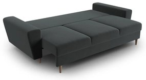 Sötétszürke bársony kinyitható tárolóhelyes kanapé 235 cm Kyoto – Cosmopolitan Design