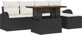 vidaXL Kerti Kanapé Szett párnával 6 pcs Fekete és krémszínű