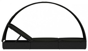 fekete polyrattan napágy kerek tetővel 211 x 57 x 140 cm