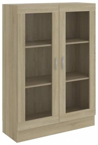 sonoma tölgy színű szerelt fa vitrinszekrény 82,5x30,5x115 cm