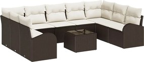 vidaXL Kanapé Szett párnával 10 pcs Barna Poly Rattan