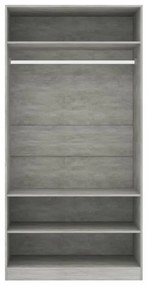 vidaXL betonszürke szerelt fa ruhásszekrény 100 x 50 x 200 cm